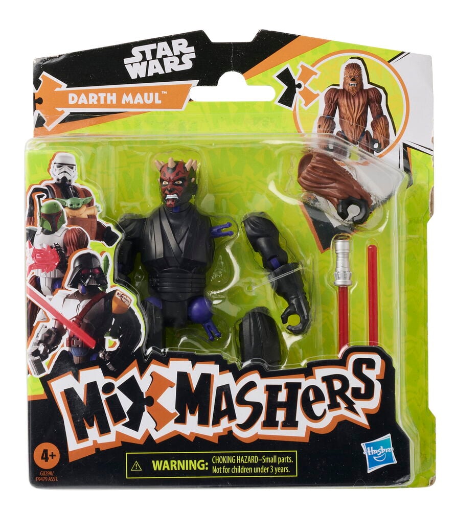 Actionfigur Star Wars MixMashers 12 cm Flere sorter pakke med en Darth Maul-figur, Chewbacca-deler og lyssabler.