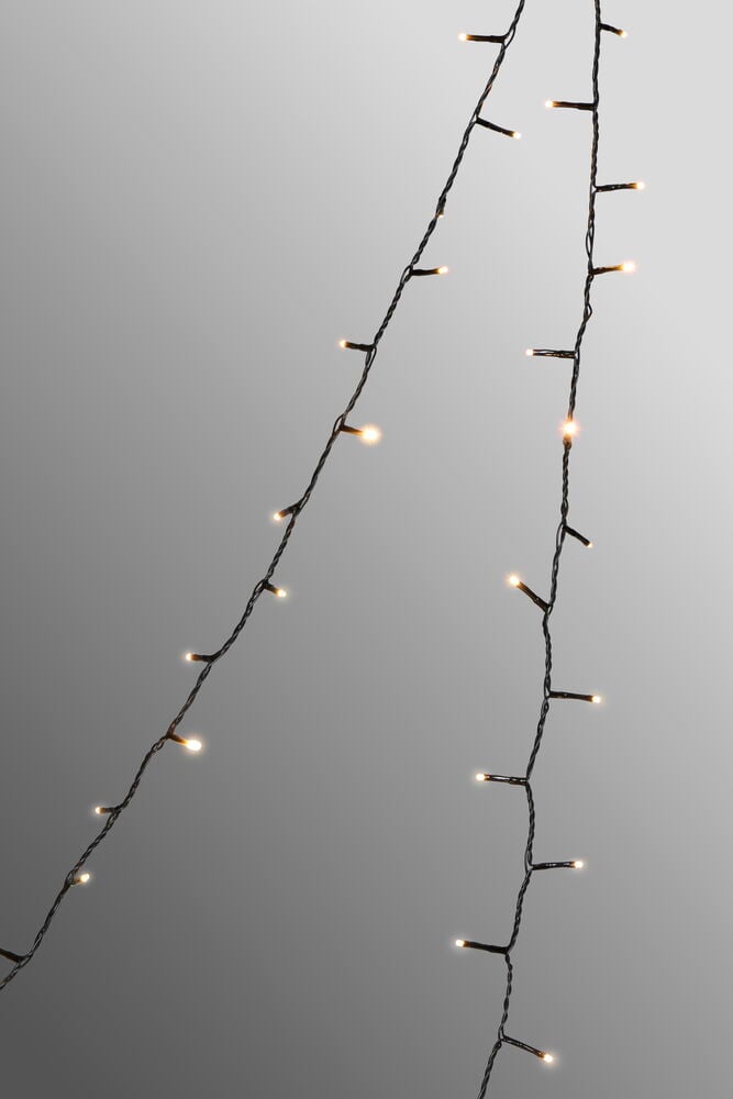 Valoketju Twinkle Lämmin valkoinen, kaksi tummaa lankaa hehkuvia valoja.
