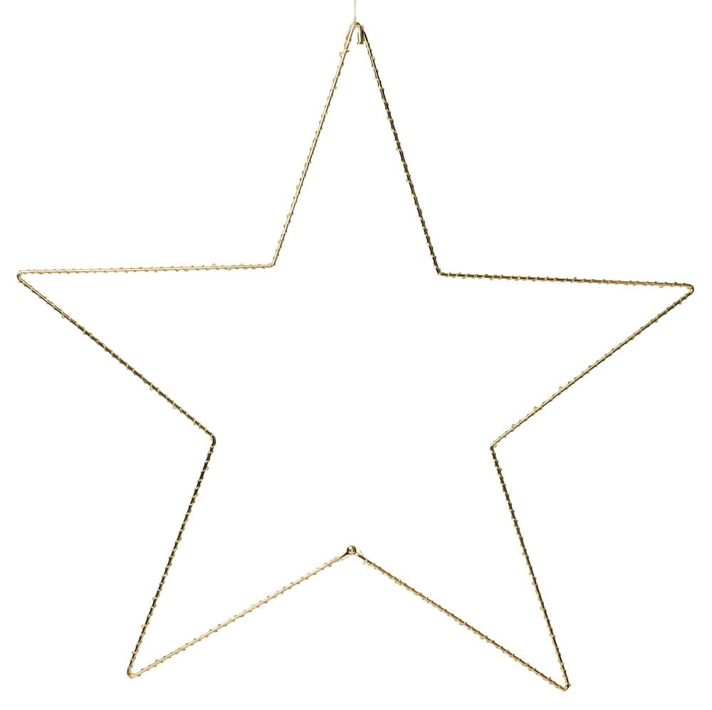 Guldfärgad stjärnformad dekorationsbelysning med varmvit LED.
