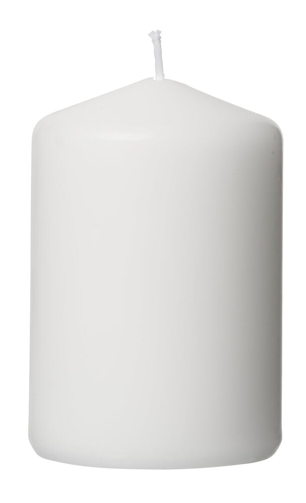 Vitt blockljus i paraffin med platt botten.