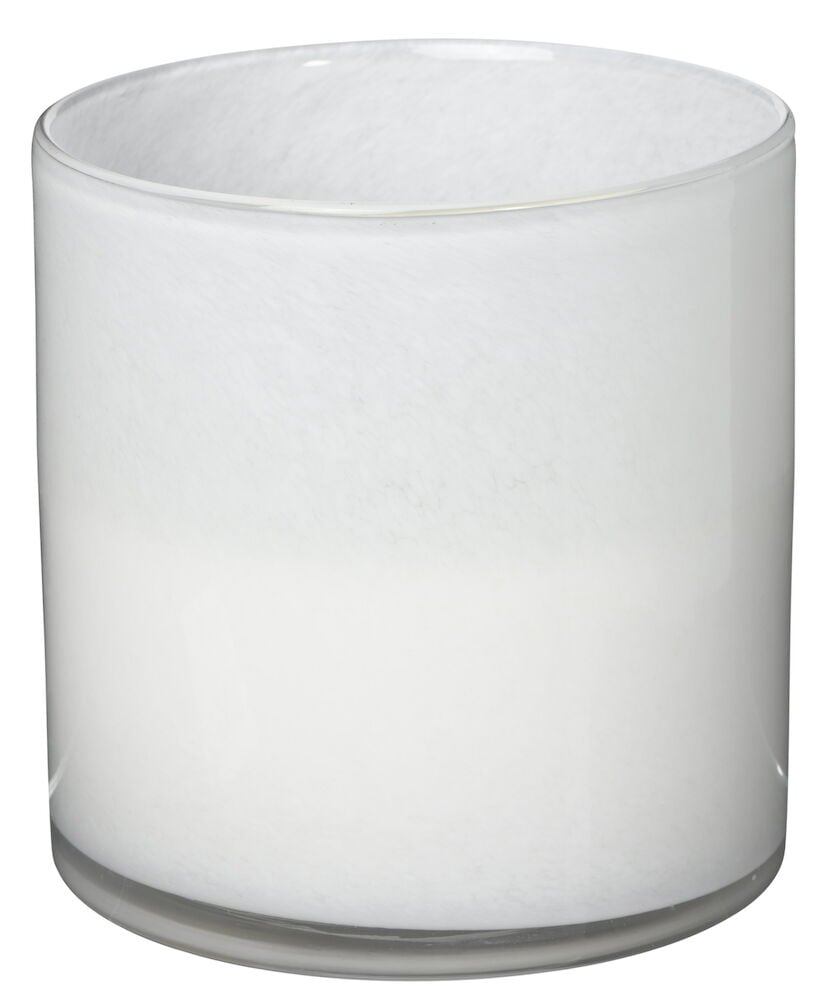 Stort vitt dekorljus i cylindrisk form.