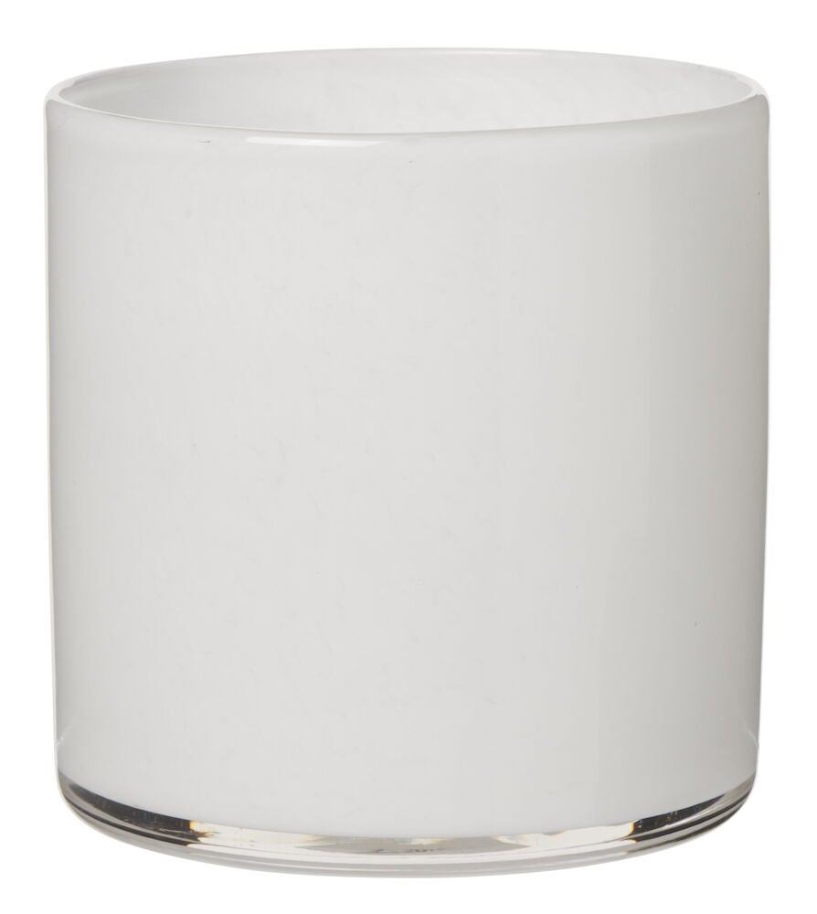 Vit cylinderformad värmeljushållare i glas.