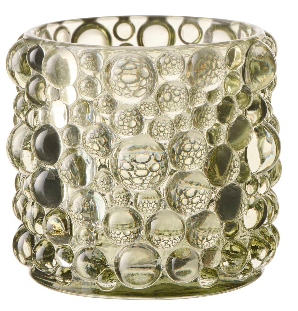 Värmeljushållare Misty, Ø8x8,5 cm, med bubblig glasstruktur i blandade höstfärger.