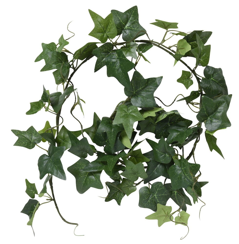 Grön konstgjord murgröna girlang med många blad.