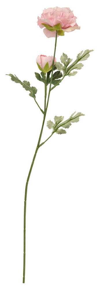 Leinikki 60 cm Eri värejä tekokukkavarsi, jossa avoin vaaleanpunainen kukka ja vaaleanpunainen nuppu.