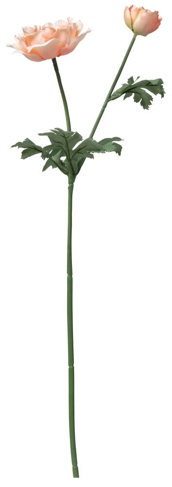 Keinotekoinen anemoni kahdella kukalla ja vihreillä lehdillä.