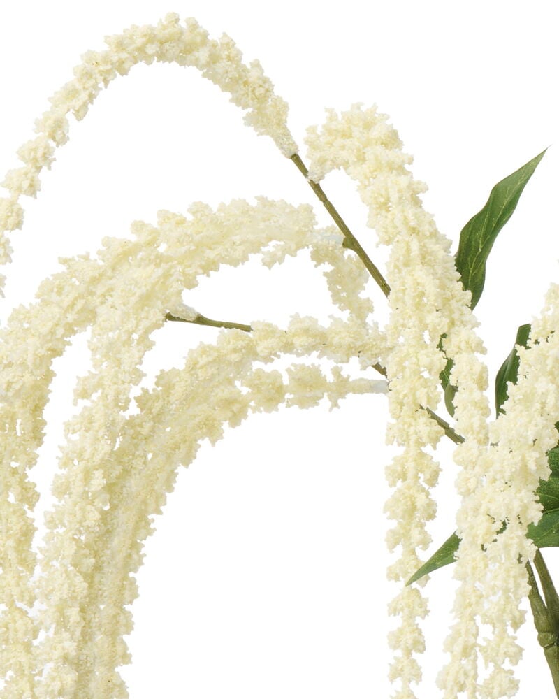 Vit Amarant 73 cm konstgjorda blomgrenar med kaskaderande texturerade blommor och gröna blad.