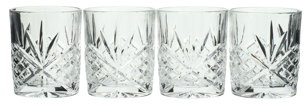 Fyra glas med klassiskt mönster och unik textur.