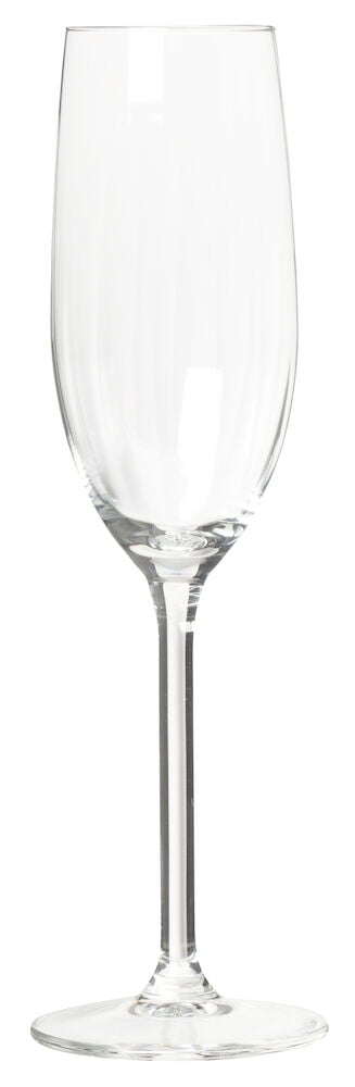 Ett högt klart champagneglas med plisserad effekt.