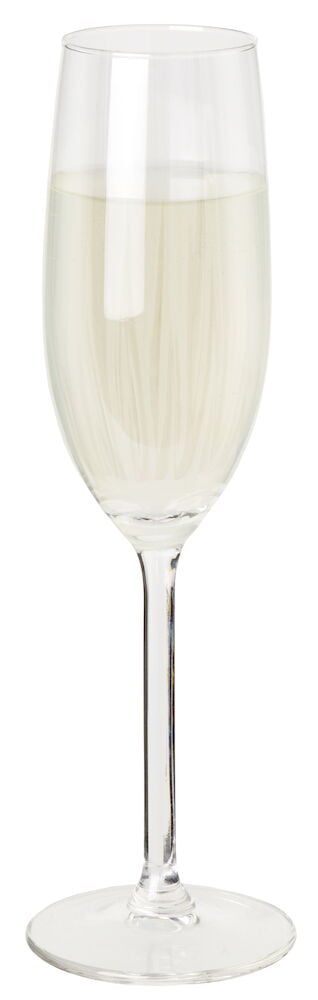 Ett champagneglas med mjuka linjer och smal fot.