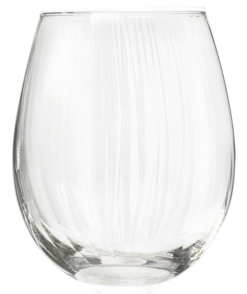 Rund dricksglas med fina räfflade linjer.