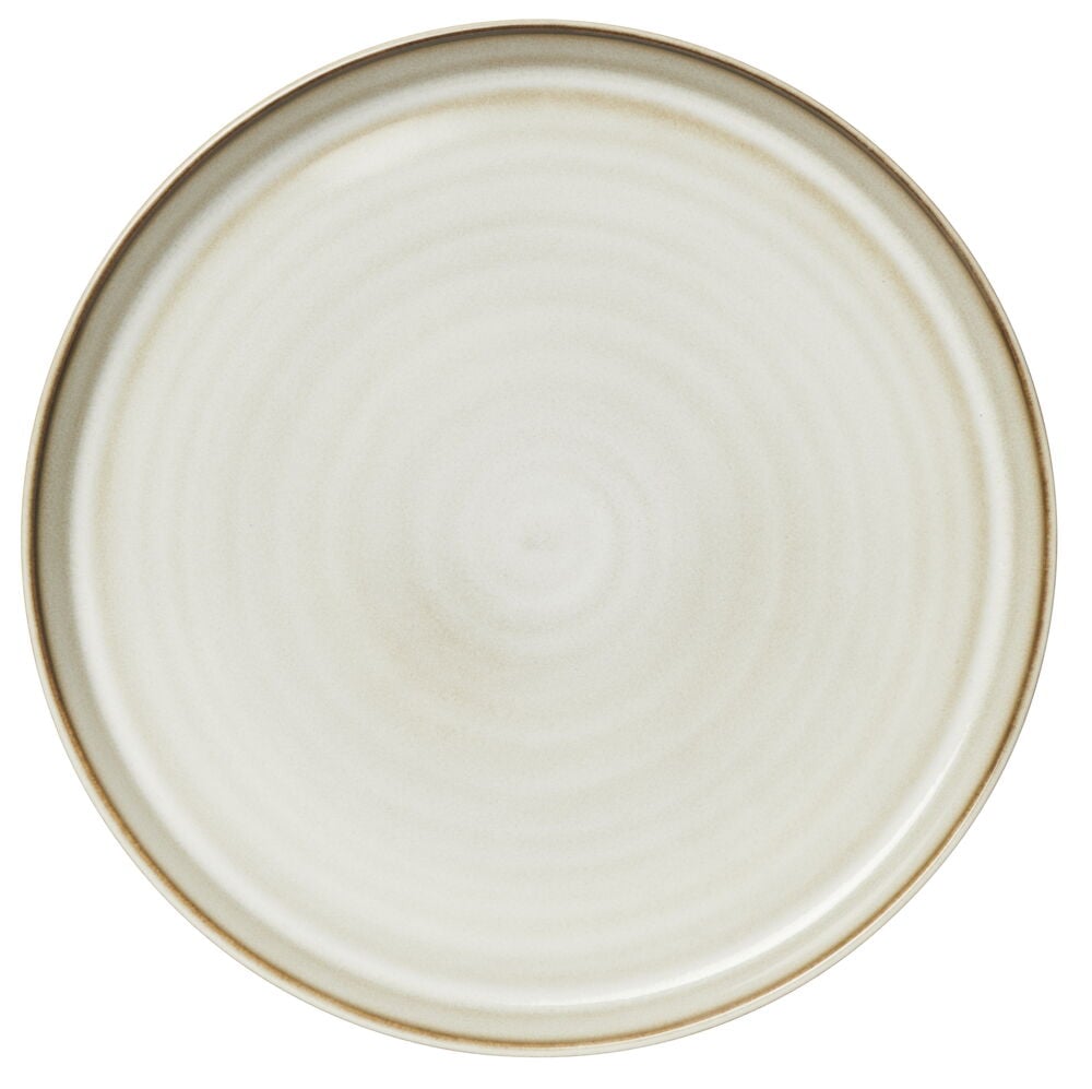 Rund tallrik i dusty white stengods med kant.