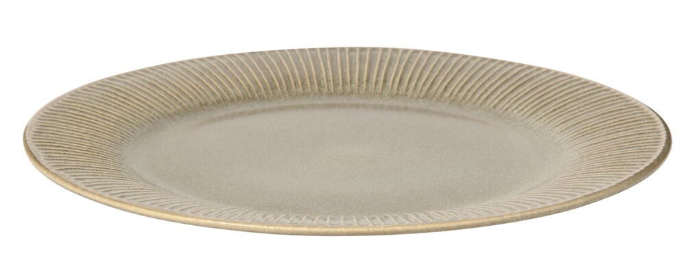 Harmaa kivitavaralautanen koristeellisilla reunoilla.