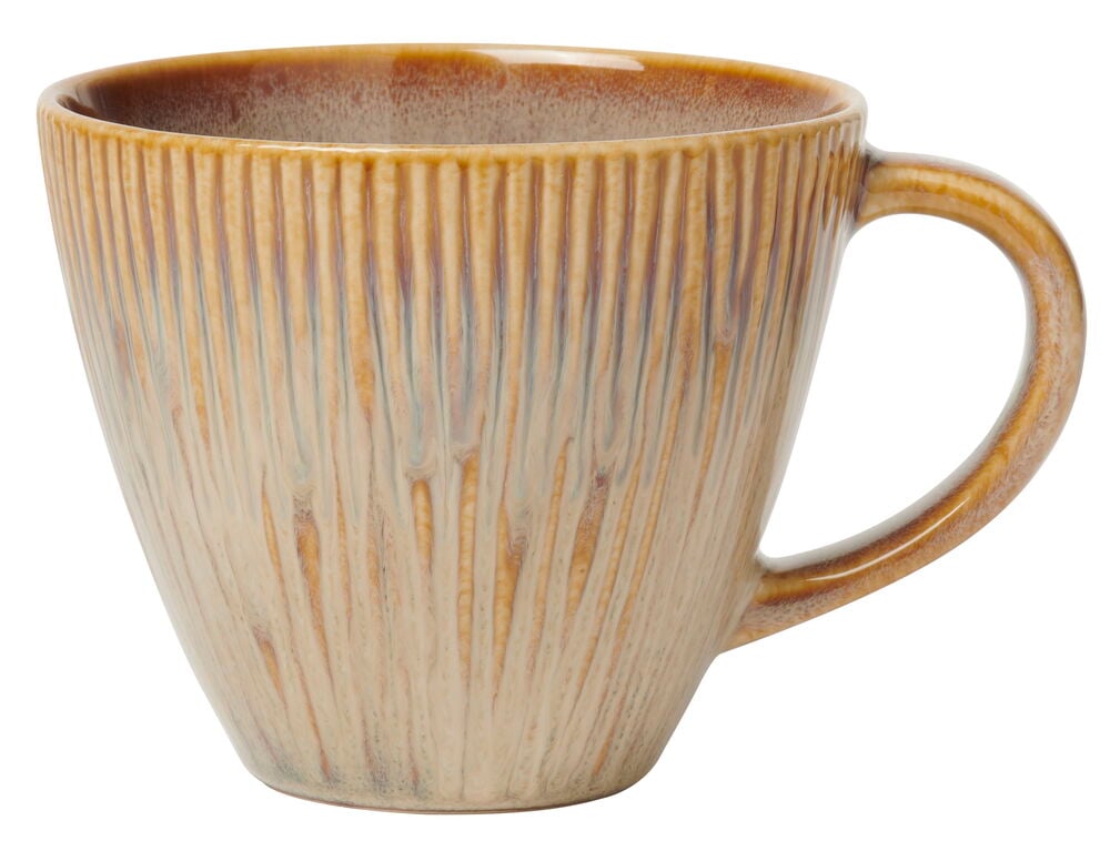 Beige steingodskrus med stripete struktur og håndtak.