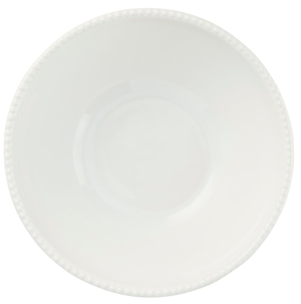 Serveringsskål Dots Ø25 cm Hvit Steingods, en hvit rund skål med prikkete kant.