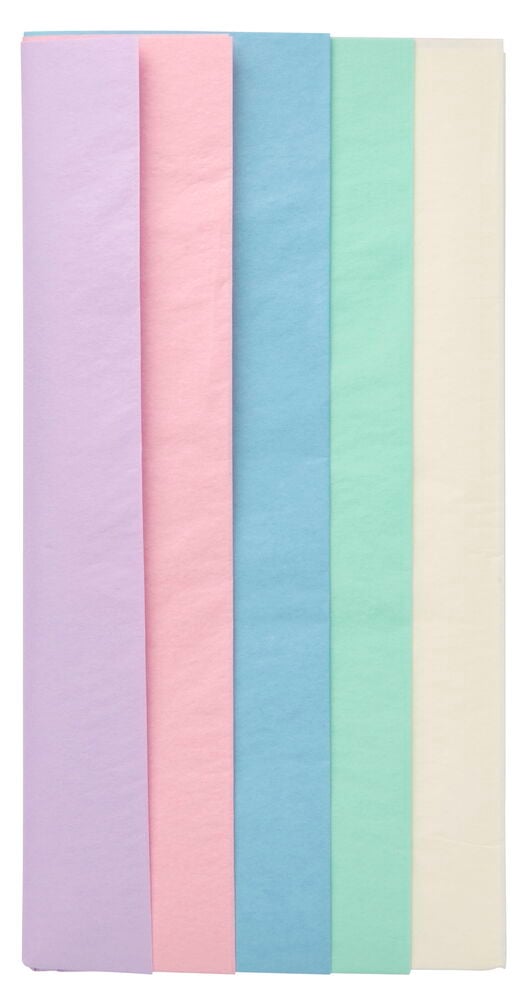 Seidenpapier 10er-Pack Pastell zeigt Blätter in Lila, Rosa, Blau, Grün und Cremefarben.