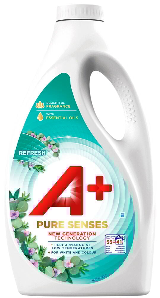 Vit plastflaska med grönt och rött A plus tryck.