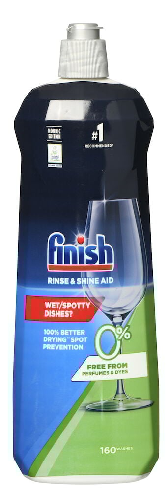 Mörk blå plastflaska med transparent kork och etikett.