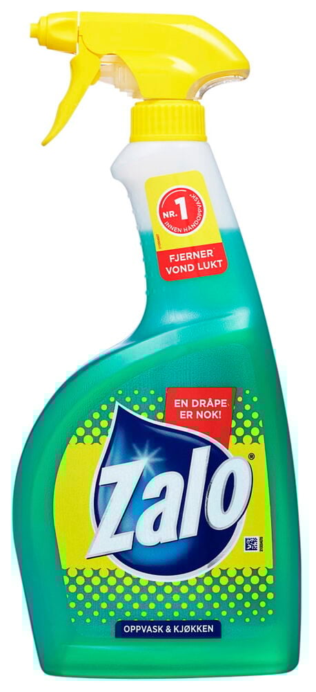 Grønn Zalo sprayflaske med gul spraydyse.
