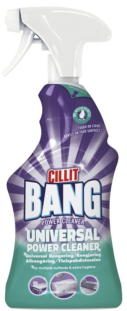 Lila suihkepullo Cillit Bang Universal puhdistusaine 750 ml.