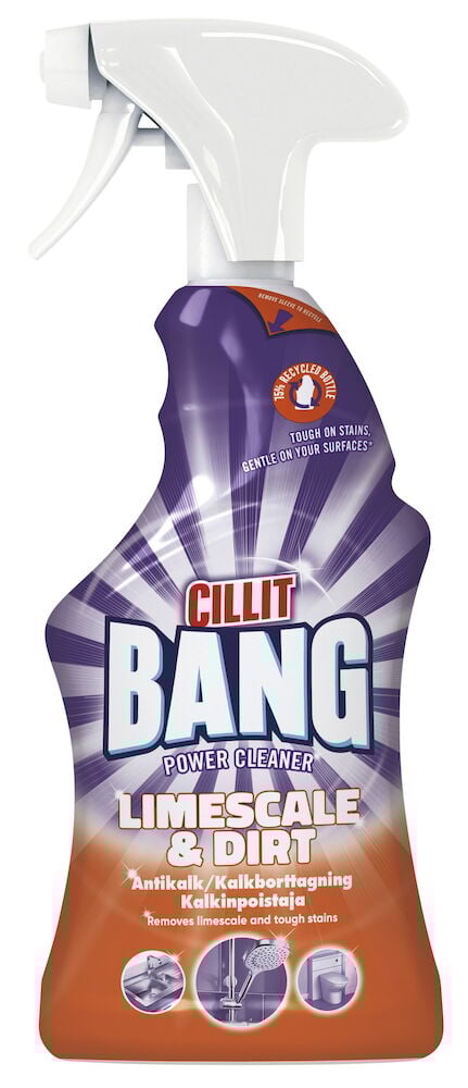 Sprayflaska Cillit Bang rengöringsmedel för kalk och smuts.
