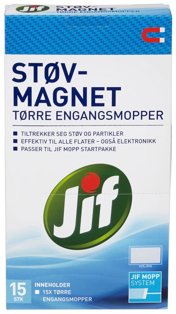 Pakning med Jif tørrmopp refill femten stykker.