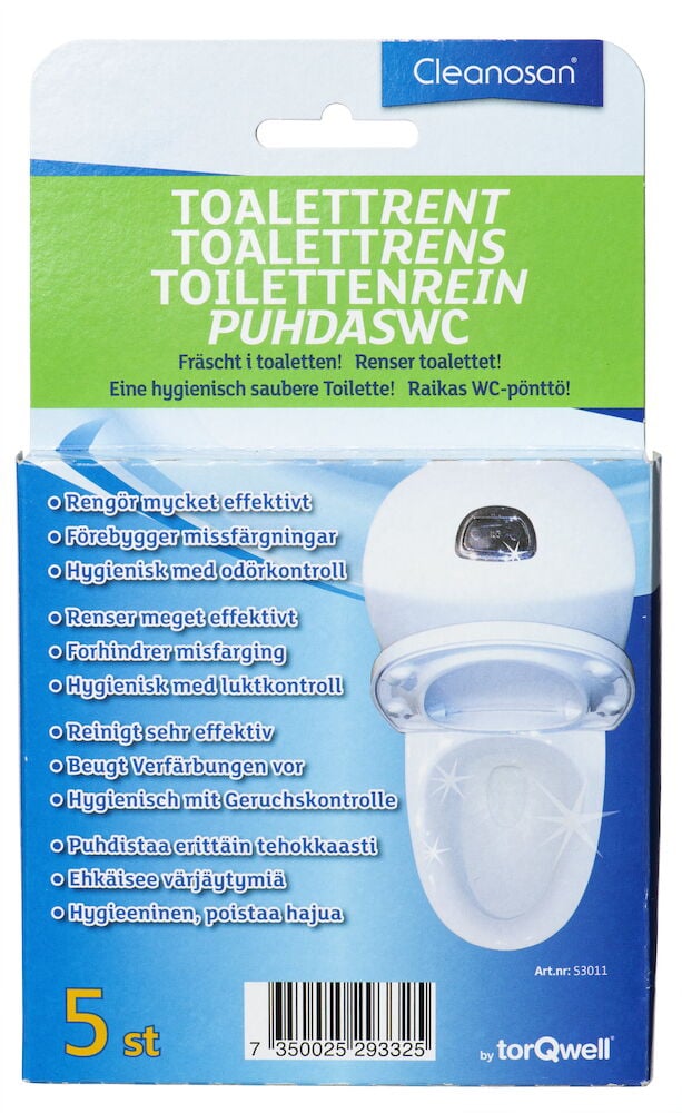 Pakkaus Cleanosan-vessan puhdistustabletteja.