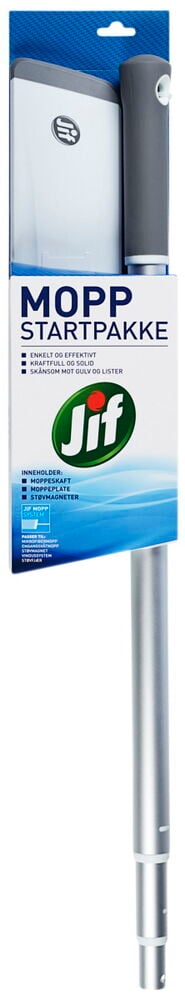 Jif tørrmopp startsett med teleskophåndtak.
