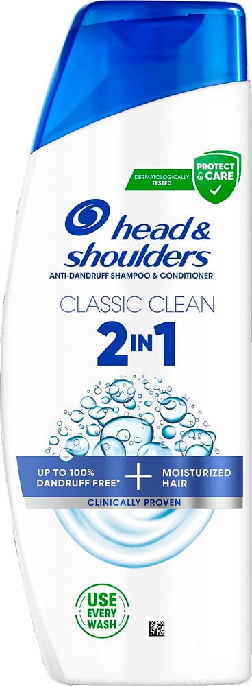 Vit plastflaska Head Shoulders 2in1 Classic Clean.
