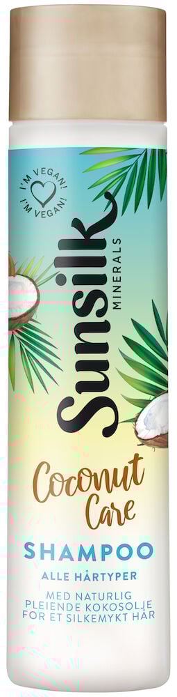 Flaske med kokosnøttmønster og Sunsilk sjampologolgo.