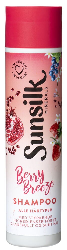 Rosa flaske Sunsilk shampoo med bærmotiv.