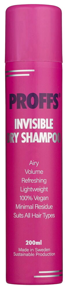 Rosa Aerosolspray Trockenshampoo Proffs 200ml Invisible Dose mit weißer Beschriftung vorne.