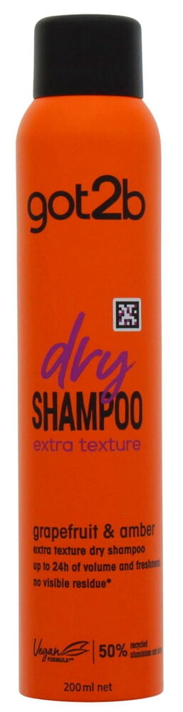 Orangene got2b Trockenshampoo 200ml Fresh it up Texture Sprühdose mit schwarzer Kappe, Vorderansicht.