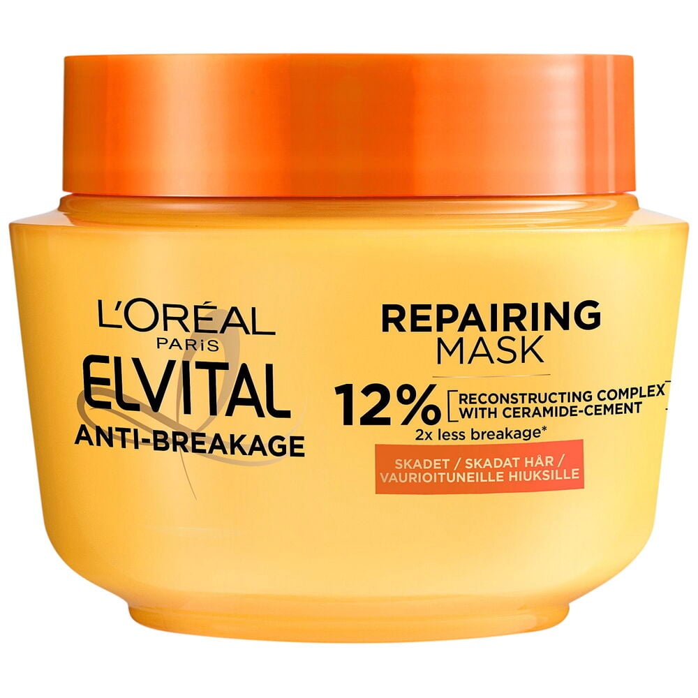 Gul burk med orange lock för hårinpackning.