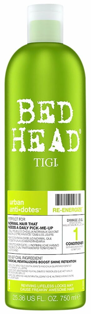 Grön flaska med vitt lock och produktetikett.