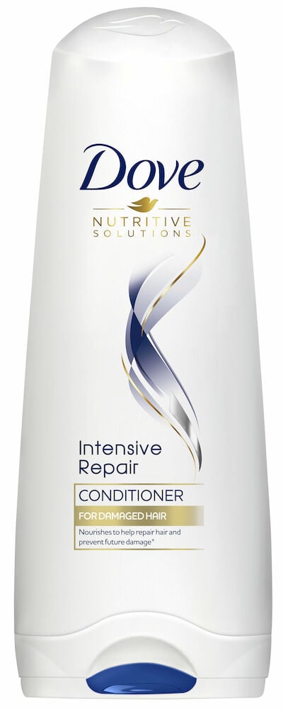 Vit Dove balsamflaska för skadat hår.