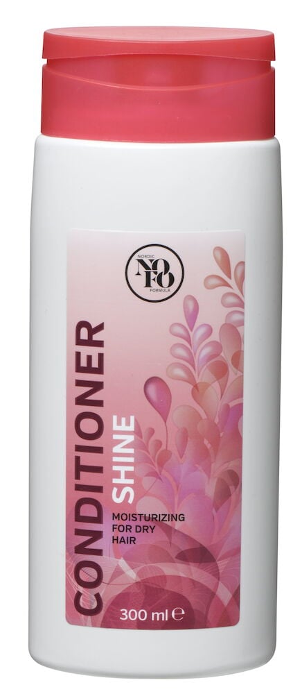 Valkoinen hoitoainepullo, jossa on vaaleanpunainen korkki ja etiketti.