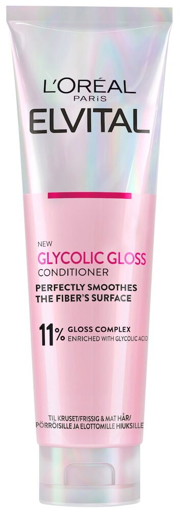 Rosa tub med Elvital Glycolic Gloss balsam.