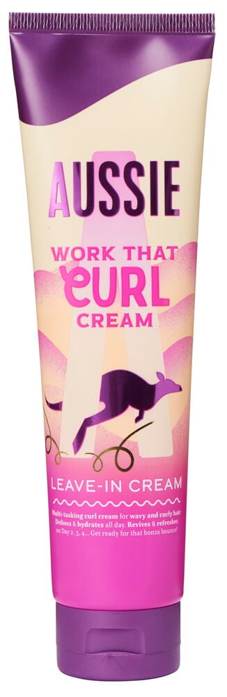 Lys tube med lilla lokk og kenguruillustrasjon.