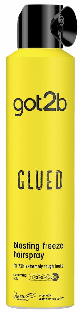 Gul hårspraysburk med svart spraymunstycke