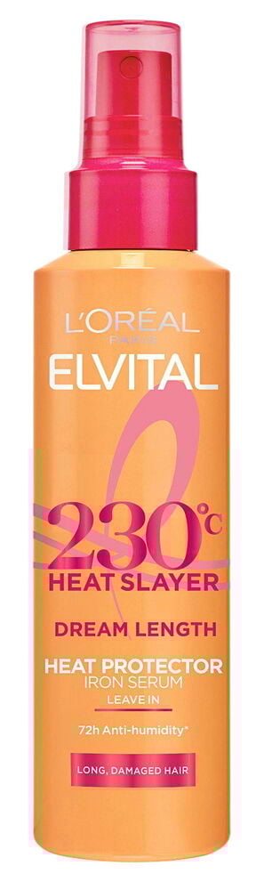 Orange sprayflaska med rosa lock och vit text.