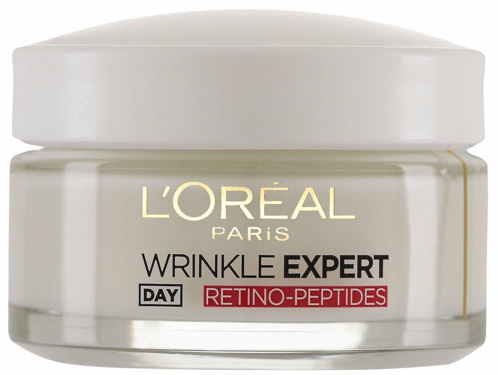 Glasburk med vit kräm L’Oréal Wrinkle Expert