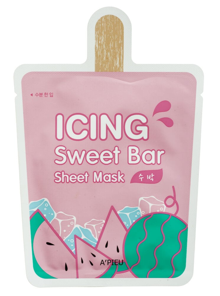 Rosa Verpackung Sheet-Mask mit Wassermelonenscheiben.