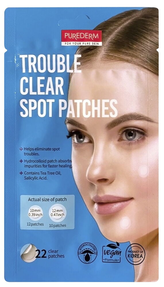 Pakkaus Purederm aknelaastareita, nainen malli.