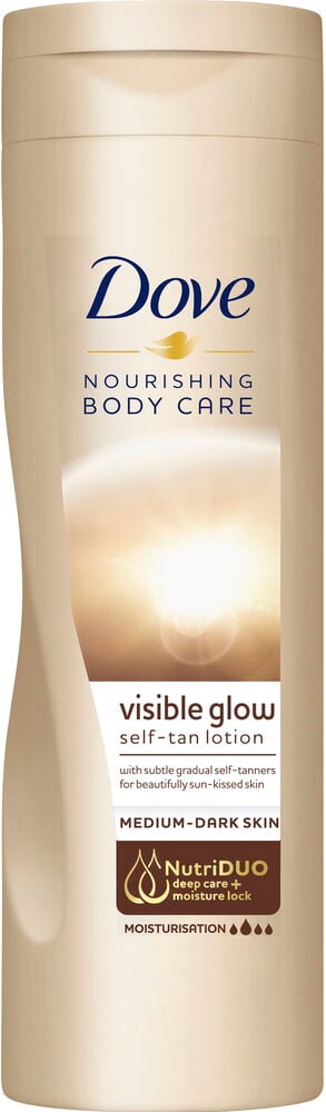 Beige pullo Dove-vartalovoidetta keskitummalle tai tummalle iholle.