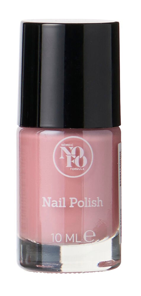 Rosa Nagellack NoFo 10 ml Trend in Glasflasche mit schwarzem Deckel, Vorderansicht.