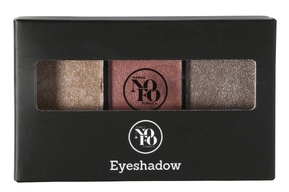 Svart ögonskuggspalett med tre skimrande nyanser.