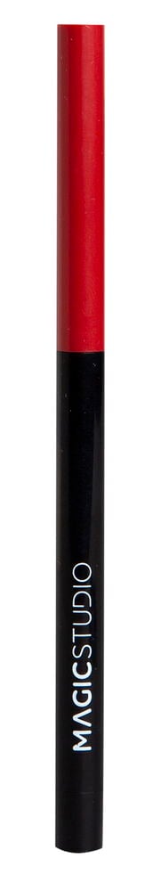 Ein rot-schwarzer Lipliner Magic Studio mit weißem vertikalem Text.