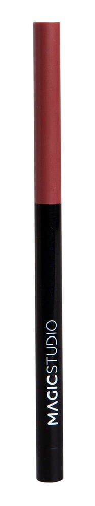 Ein rotbrauner und schwarzer Lipliner Magic Studio Verschiedene Sorten mit weißem Text auf dem schwarzen Teil.