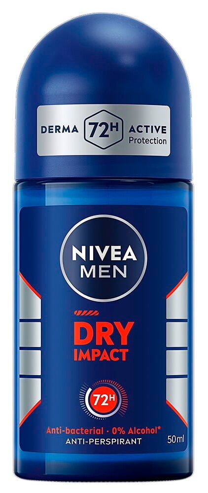 Sininen deodoranttipullo Nivea Men Dry Impact roll-on.